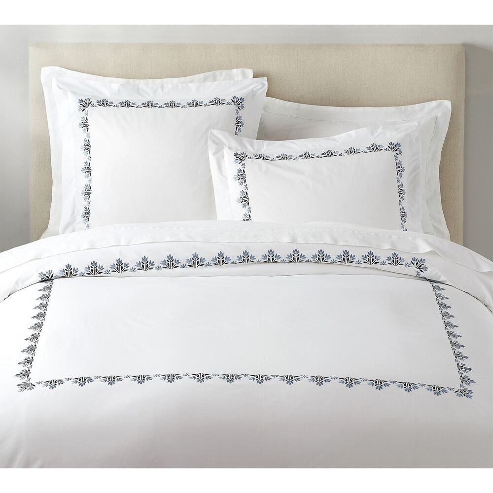 Pottery Barn Blossom Embroidered Organic Percale Duvet & Euro Sham Twin/Twin XL